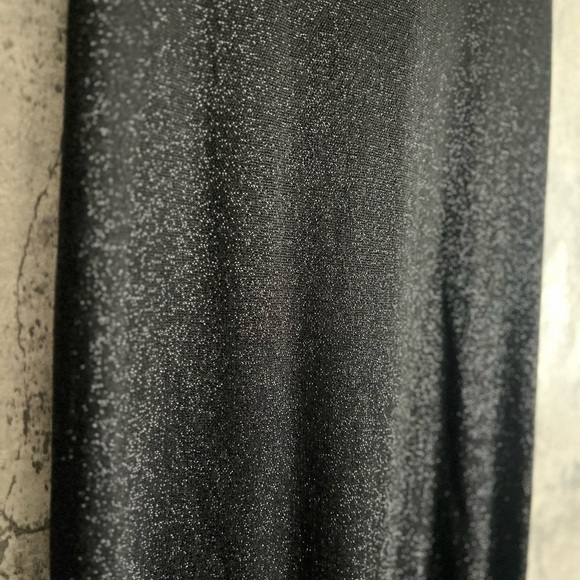 Black elegant turtle neck sleeveless dress shimmery fabric with back slit size S - Picture 6 of 11